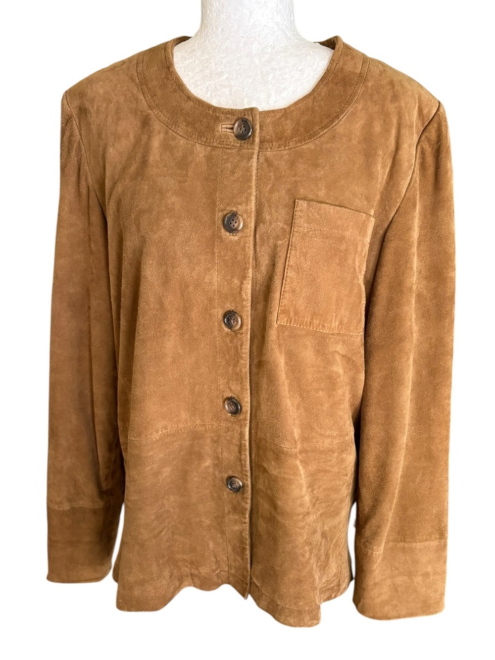 Orvis Vintage Camel Tan Suede Button Front Jacket - 14